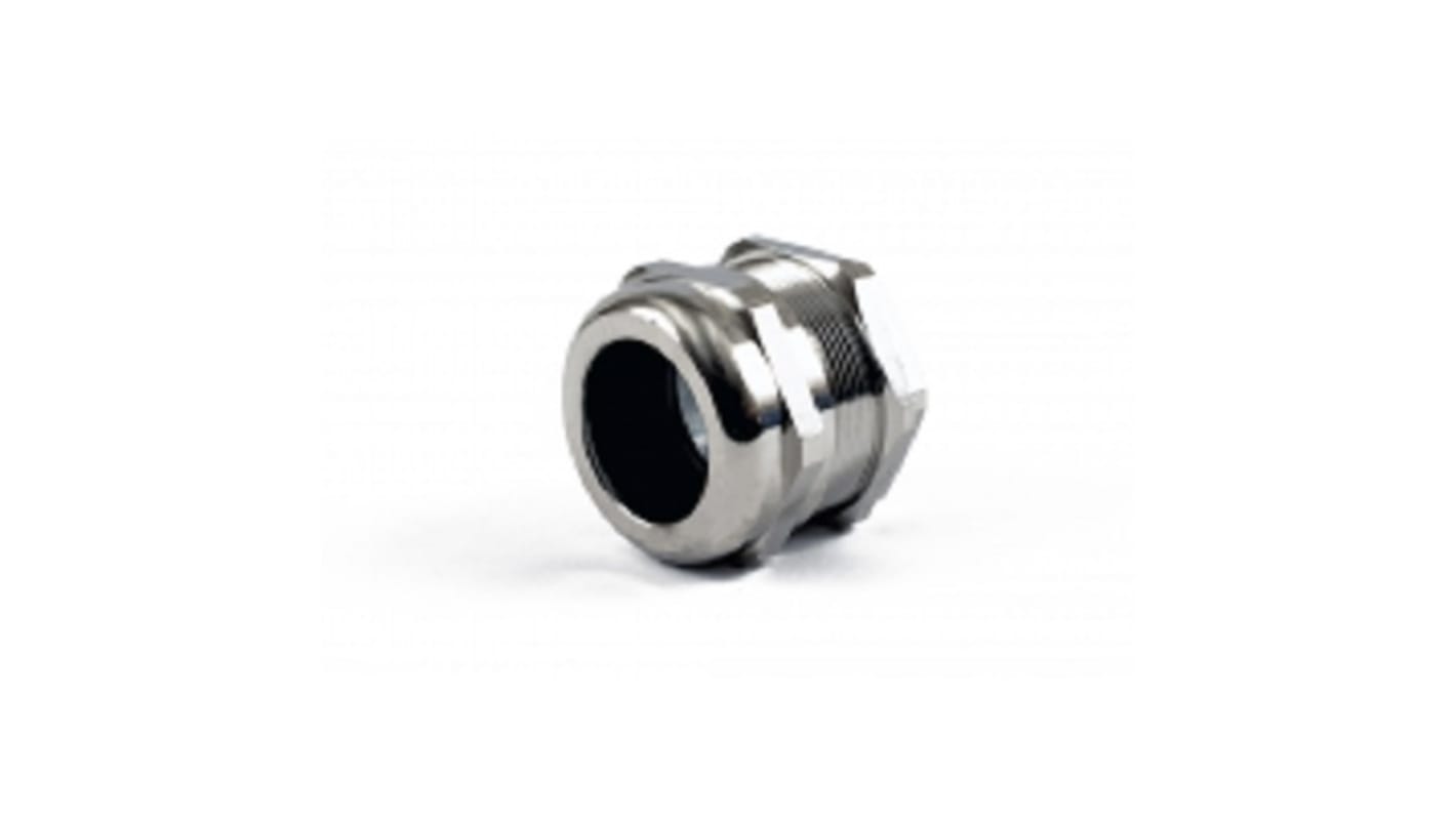 Hammond 1427BCG Series Grey Nickel Plated Brass Cable Gland, M32 Thread, 22mm Min, 32mm Max, IP68