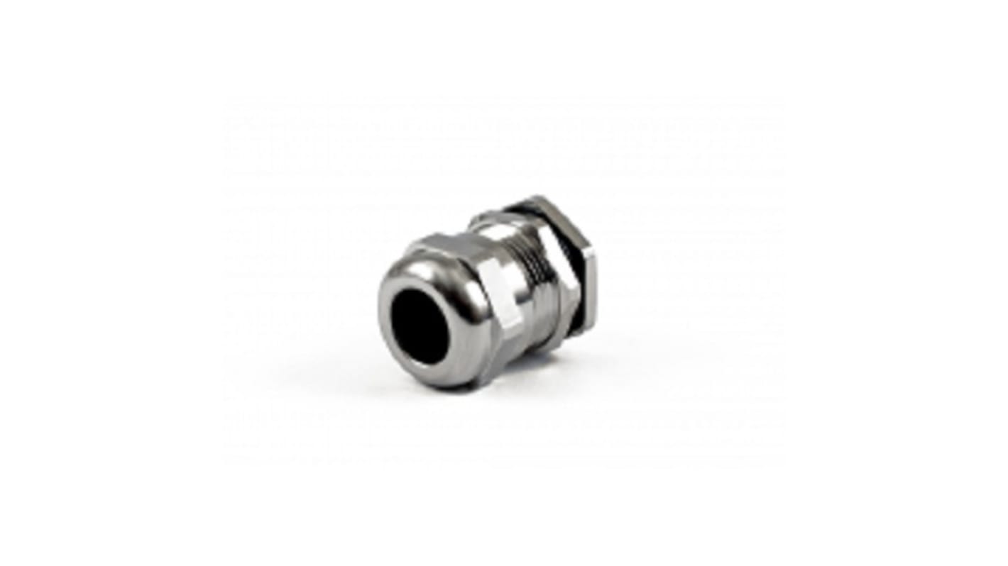 Hammond 1427BCG Series Grey Nickel Plated Brass Cable Gland, PG13 Thread, 6mm Min, 12mm Max, IP68