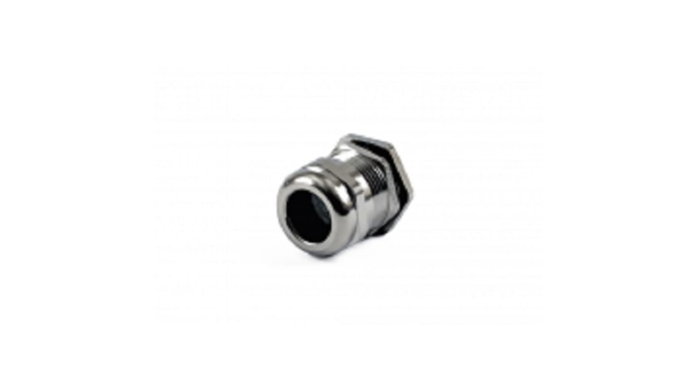 Hammond 1427BCG Series Grey Nickel Plated Brass Cable Gland, PG16 Thread, 10mm Min, 14mm Max, IP68