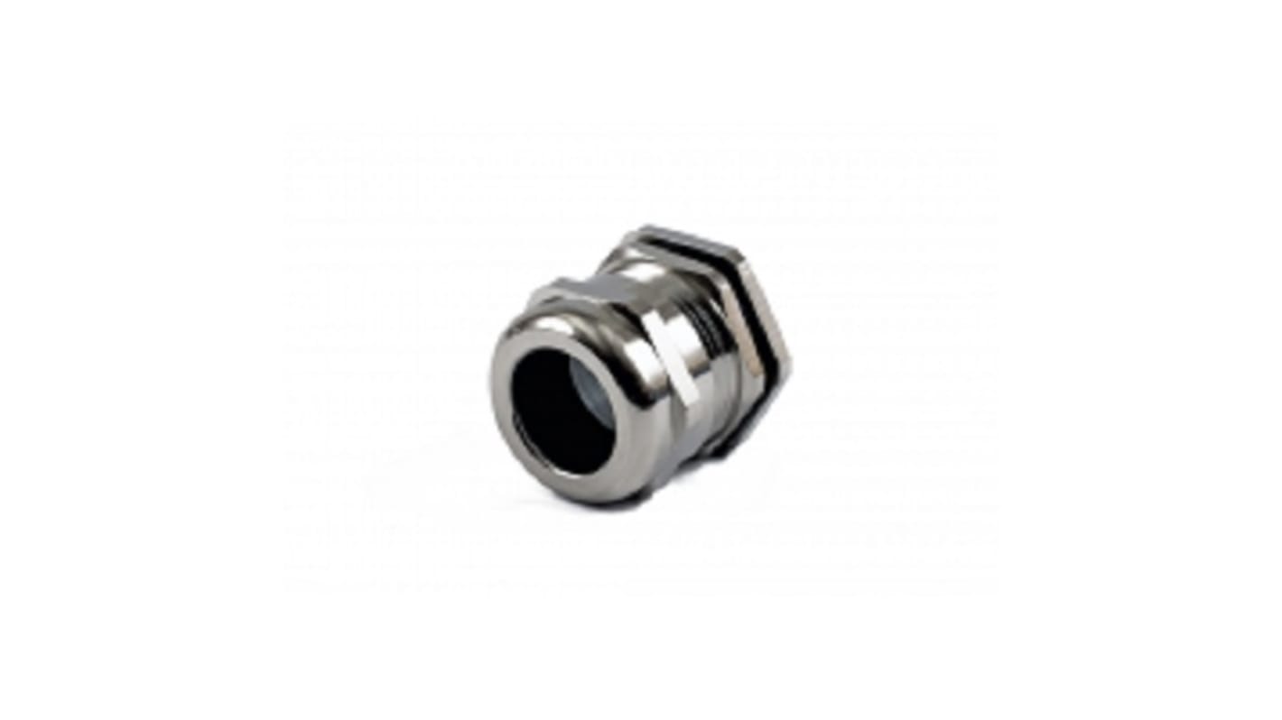 Hammond 1427BCG Series Grey Nickel Plated Brass Cable Gland, PG21 Thread, 13mm Min, 18mm Max, IP68
