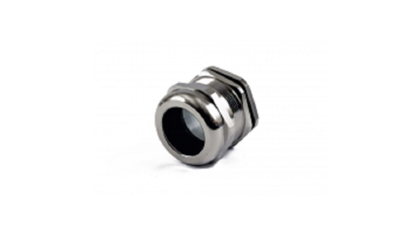 Hammond 1427BCG Series Grey Nickel Plated Brass Cable Gland, PG36 Thread, 22mm Min, 32mm Max, IP68