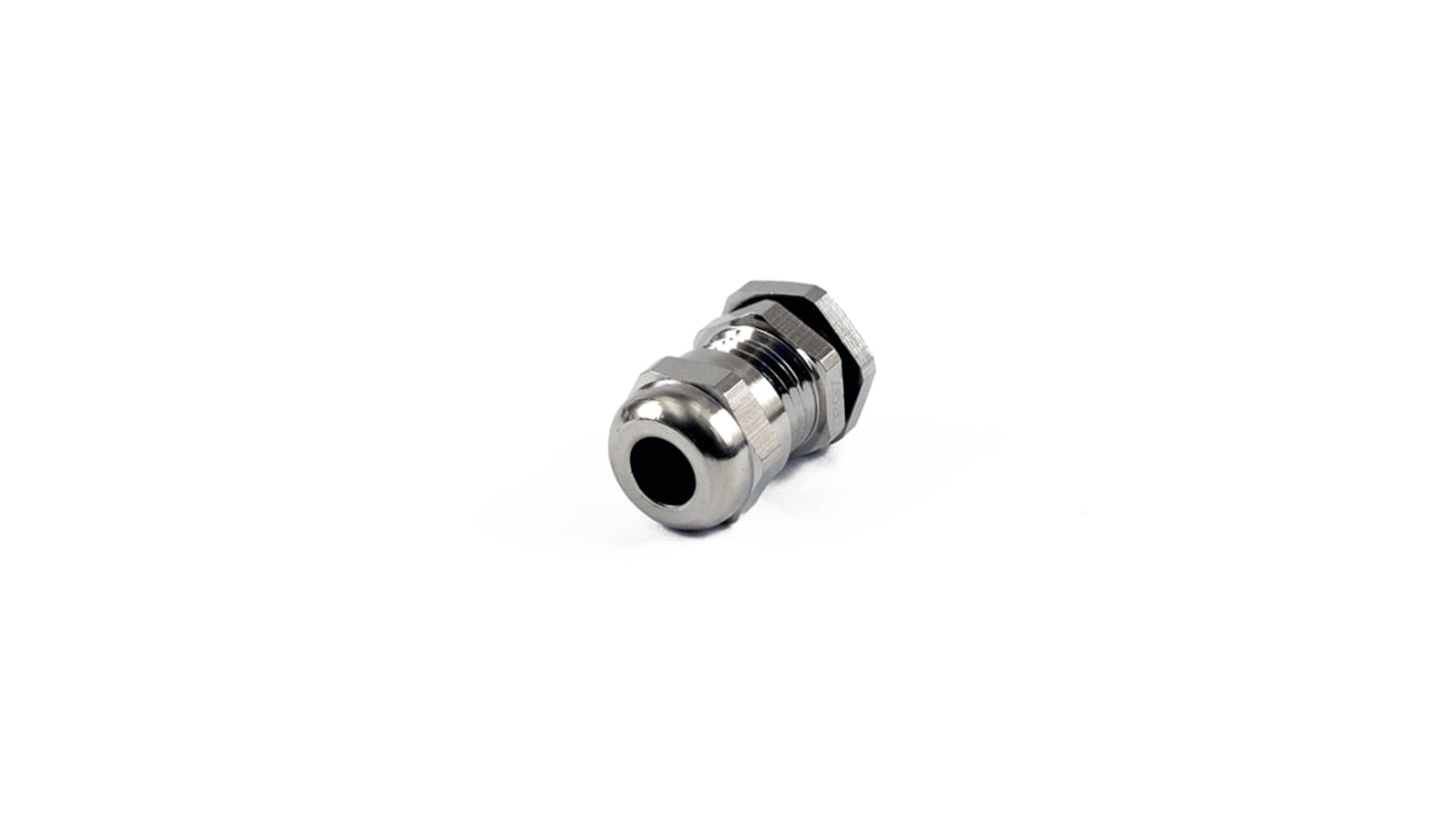 Hammond 1427BCG Series Grey Nickel Plated Brass Cable Gland, PG7 Thread, 3mm Min, 4mm Max, IP68