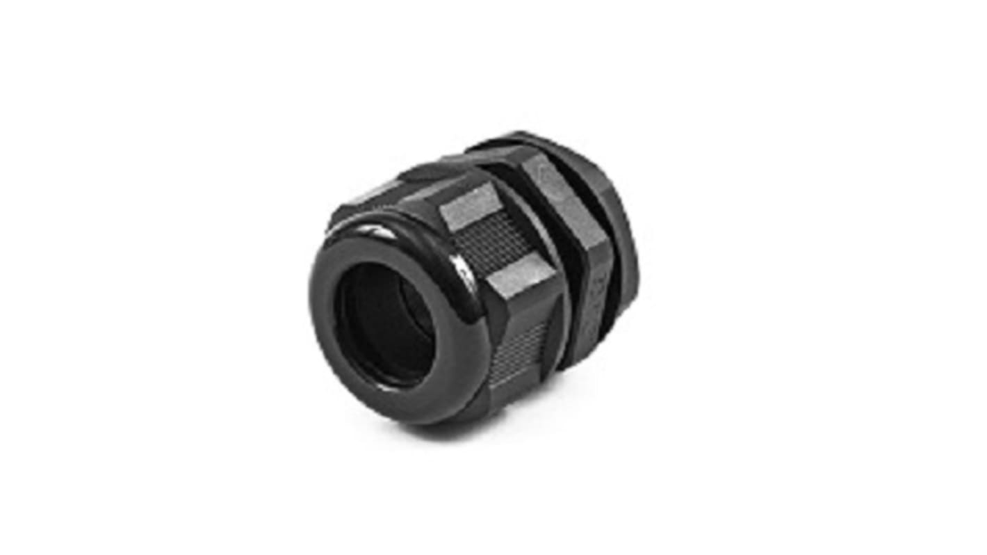 Hammond 1427NCG Series Black Nylon Cable Gland, M25 Thread, 13mm Min, 18mm Max, IP68