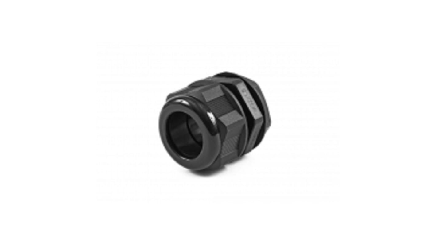 Hammond 1427NCG Series Black Nylon Cable Gland, M32 Thread, 18mm Min, 25mm Max, IP68