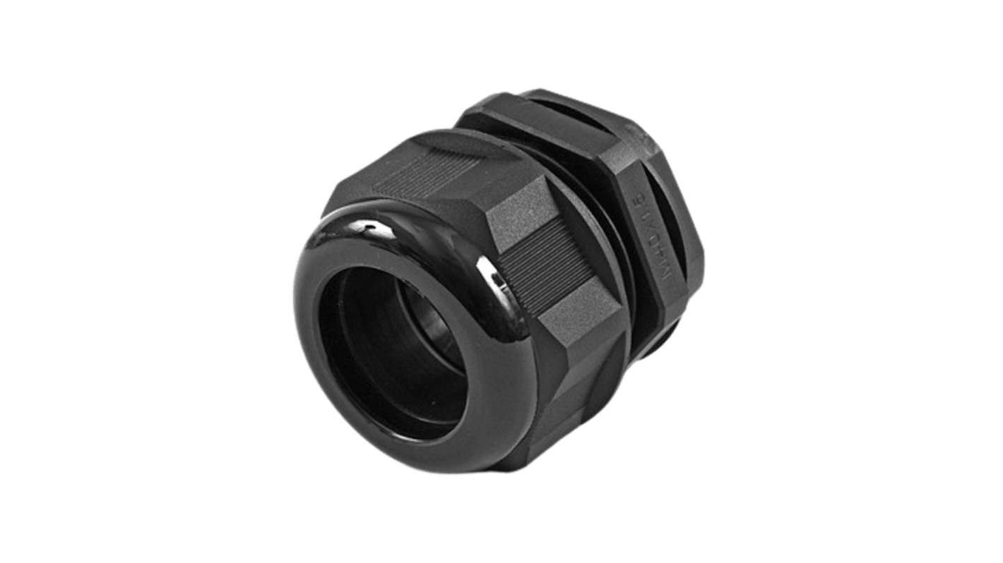 Hammond 1427NCG Series Black Nylon Cable Gland, M40 Thread, 22mm Min, 32mm Max, IP68