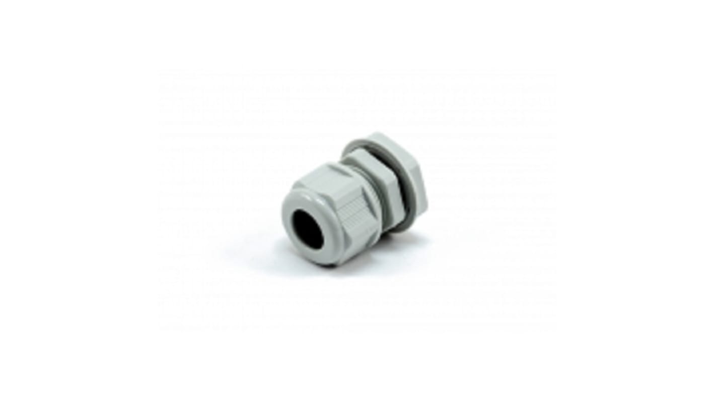 Hammond 1427NCG Series Grey Nylon Cable Gland, PG13.5 Thread, 6mm Min, 12mm Max, IP68