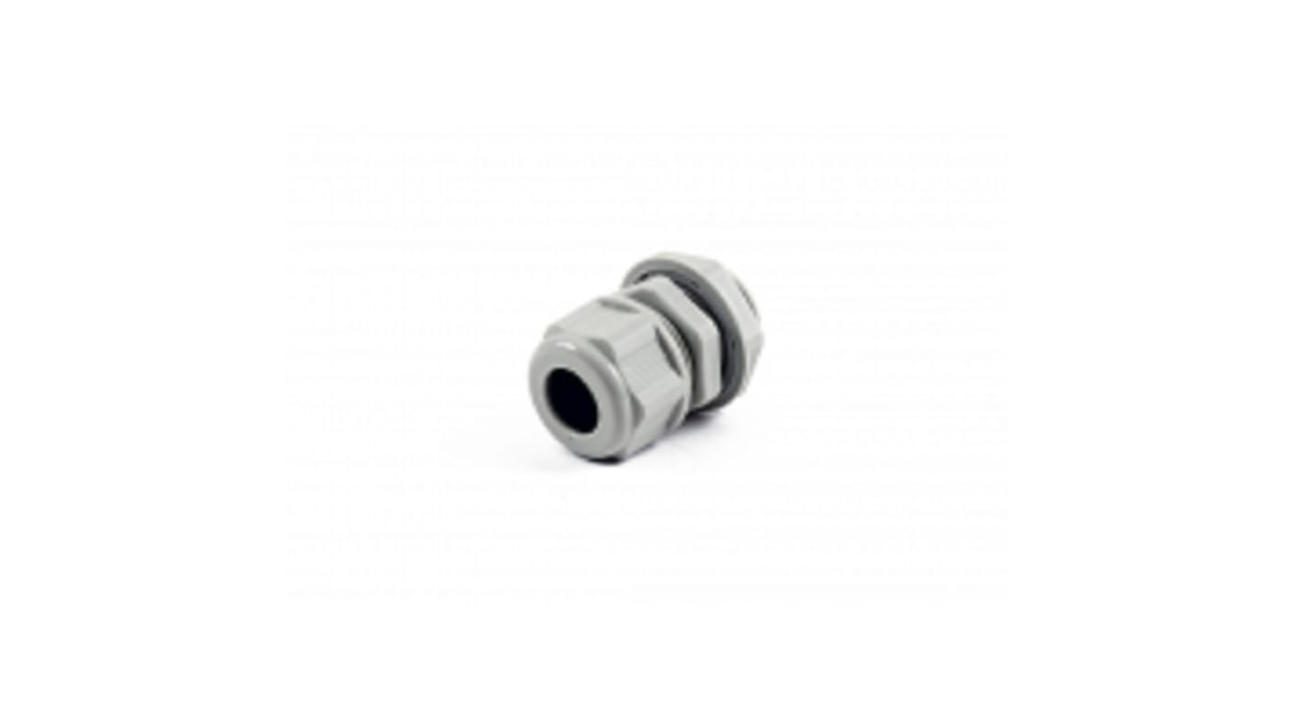 Hammond 1427NCG Series Grey Nylon Cable Gland, PG13.5 Thread, 6mm Min, 12mm Max, IP68