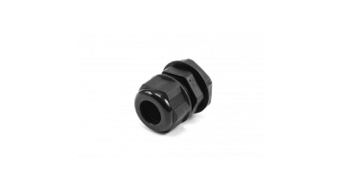 Hammond 1427NCG Series Black Nylon Cable Gland, PG16 Thread, 10mm Min, 14mm Max, IP68