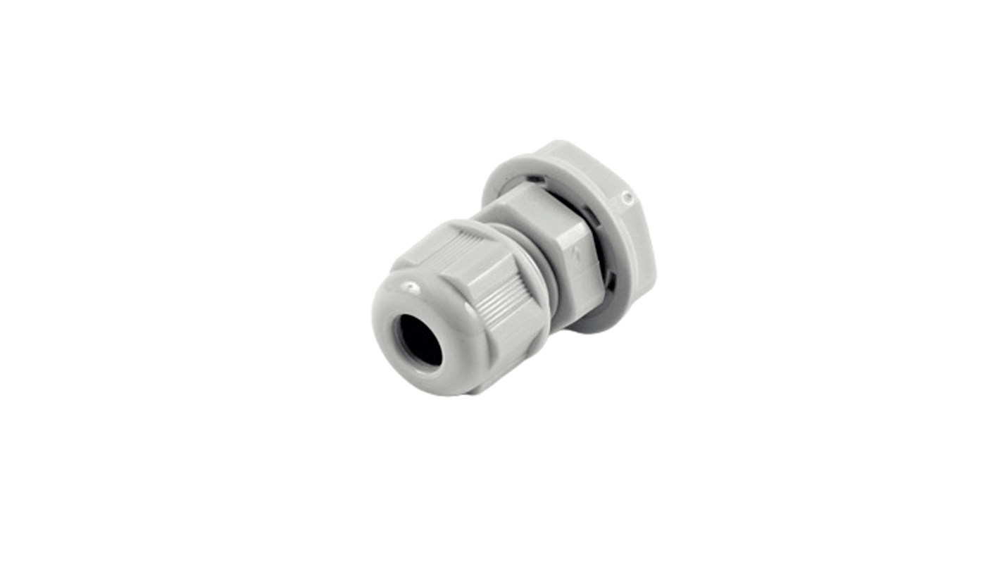 Hammond 1427NCG Series Grey Nylon Cable Gland, PG7 Thread, 3mm Min, 7mm Max, IP68