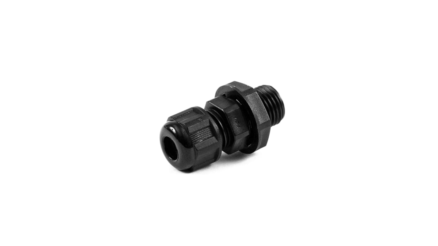 Hammond 1427NCG Series Black Nylon Cable Gland, PG7 Thread, 3mm Min, 4mm Max, IP68