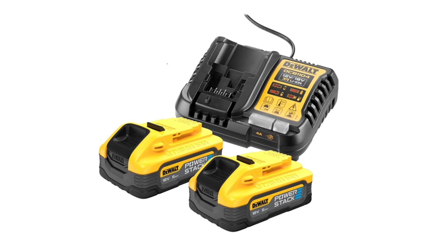 DeWALT DCB1104H2-QW 5Ah 18V Power Tool Battery Pack, For Use With , For DeWALT 18V XR Tools