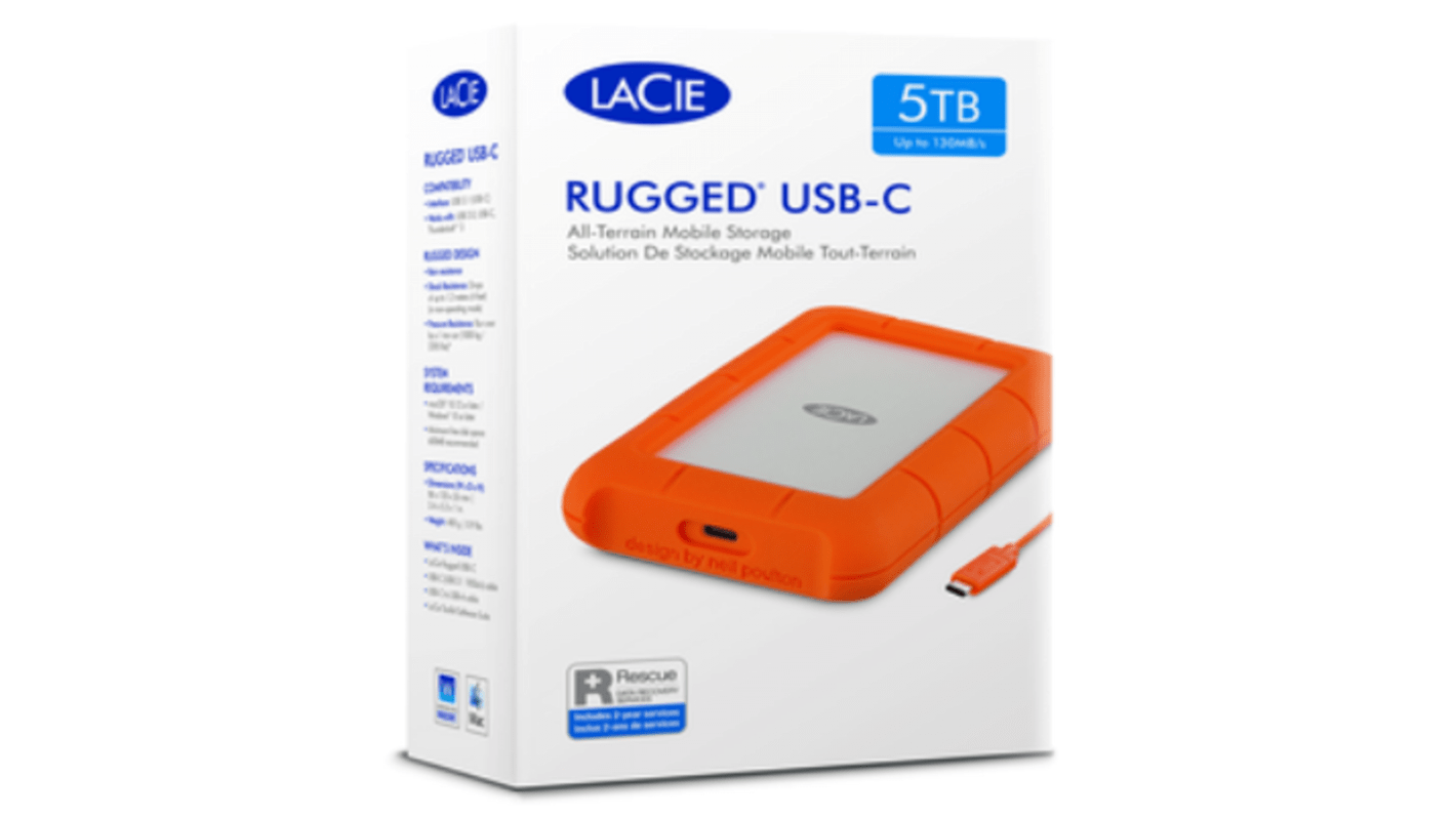 STFR5000800 Seagate LACIE RUGGED USBC External Installation 5 TB External Portable Hard Drive