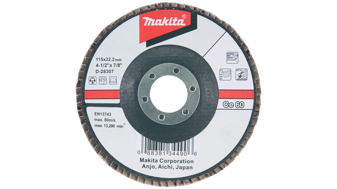 Makita Aluminium Oxide, Ceramic Flap Disc, 115mm