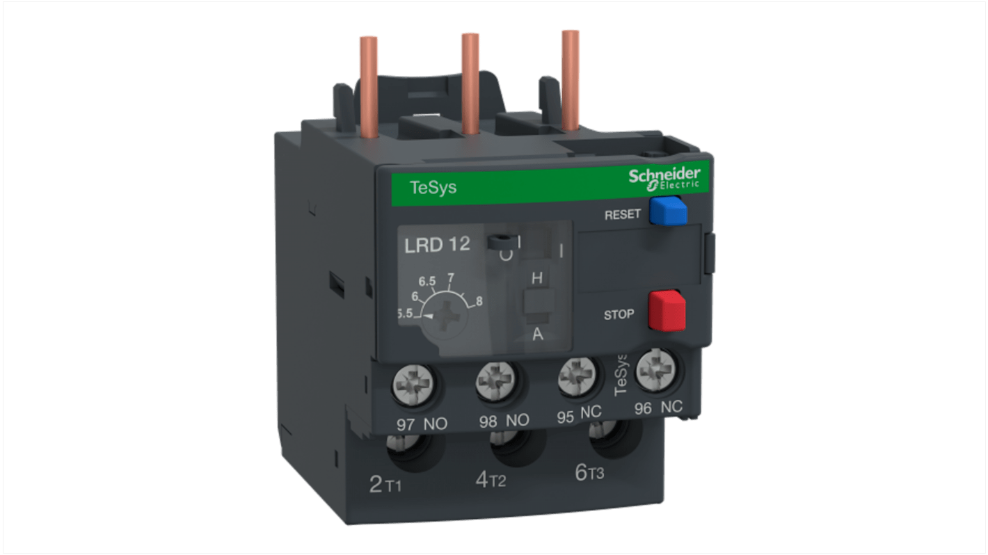 LRD126 Schneider Electric Thermal Overload Relay 1 NO + 1 NC, 5.5 → 8