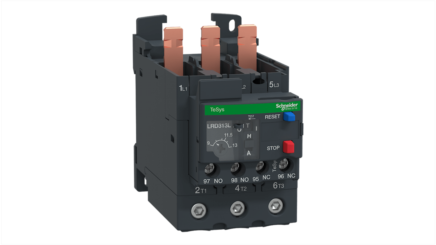 Schneider Electric Thermal Overload Relay 1 NO + 1 NC, 9 → 13 A F.L.C, 5 A Contact Rating, TeSys