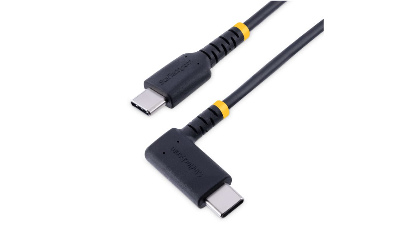 StarTech.com USB 2.0 Cable, Male USB C to Male USB C Rugged USB-C to Right Angle USB-C Charging Cable, 1m