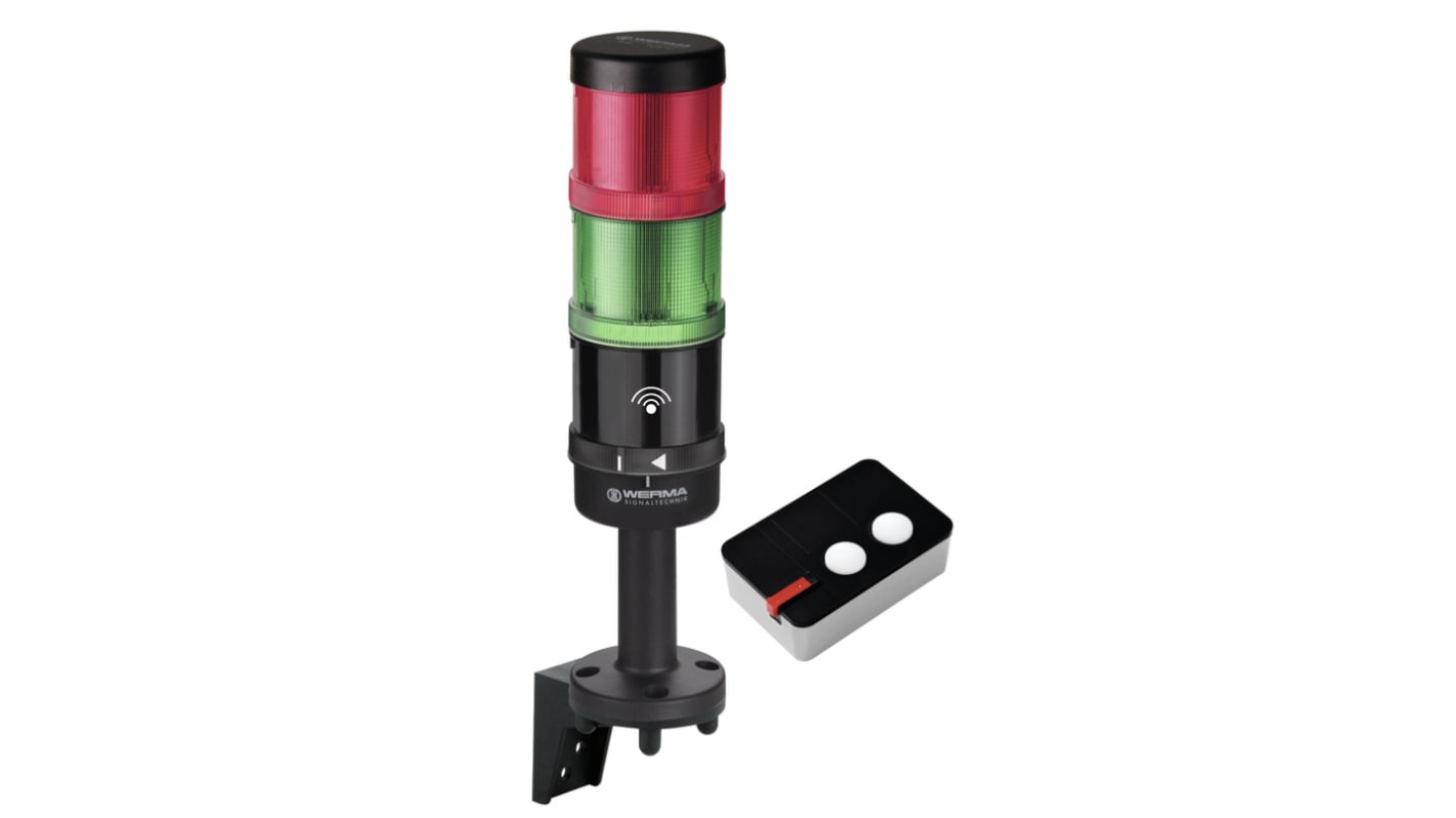 Torretta di segnalazione Werma, 230 V c.a., LED, 3 elementi, lenti , lenti Verde, Rosso