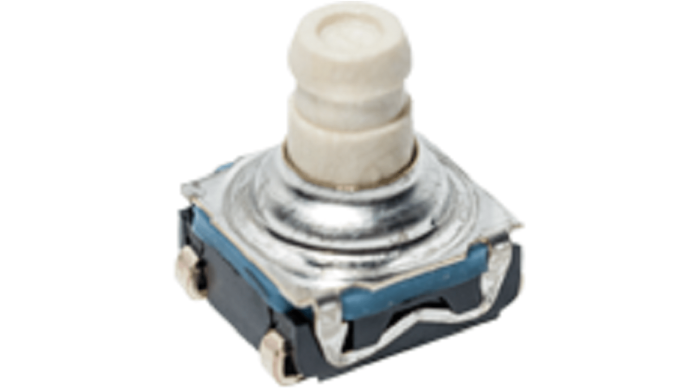 IP67 Silver Plunger Cap Tactile Switch, SPST 10 mA Surface Mount