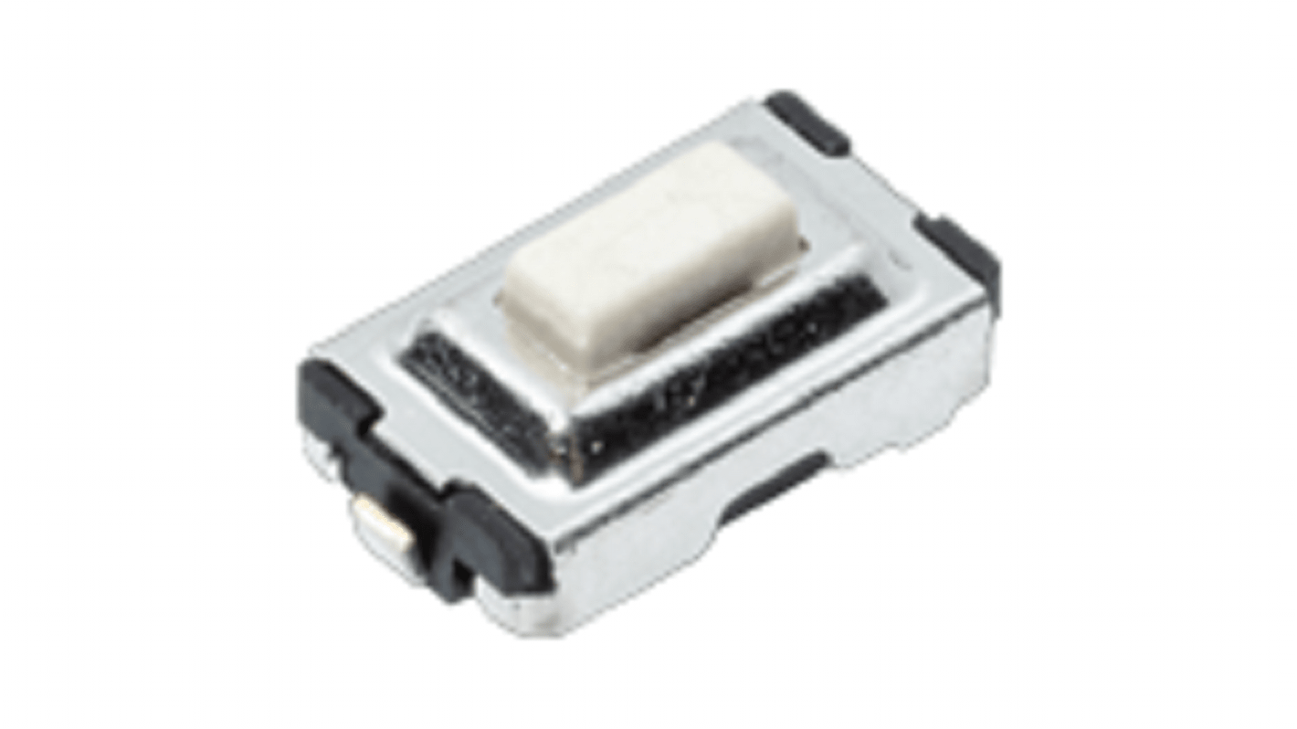 IP40 Silver Hard Actuator Tactile Switch, SPST 50 mA Surface Mount