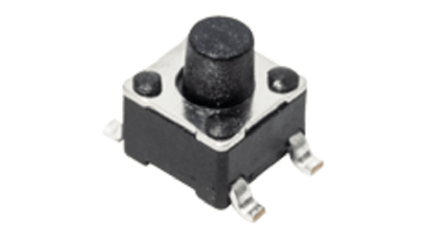 C & K IP40 Silver Hard Actuator Tactile Switch, SPST 50 mA Surface Mount