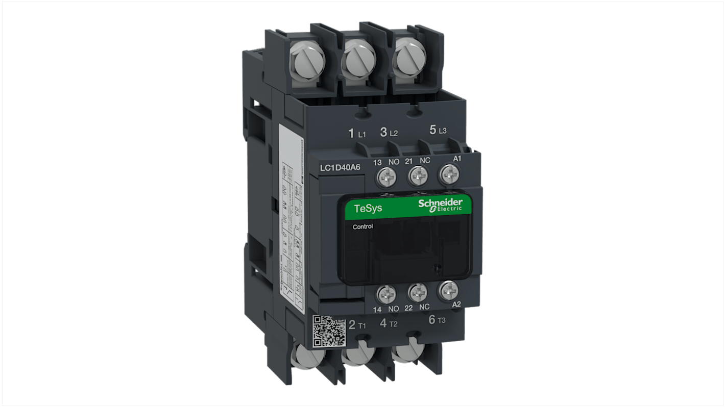 Schneider Electric TeSys D LC1D Contactor, 3-Pole, 40 A, 1 NO + 1 NC