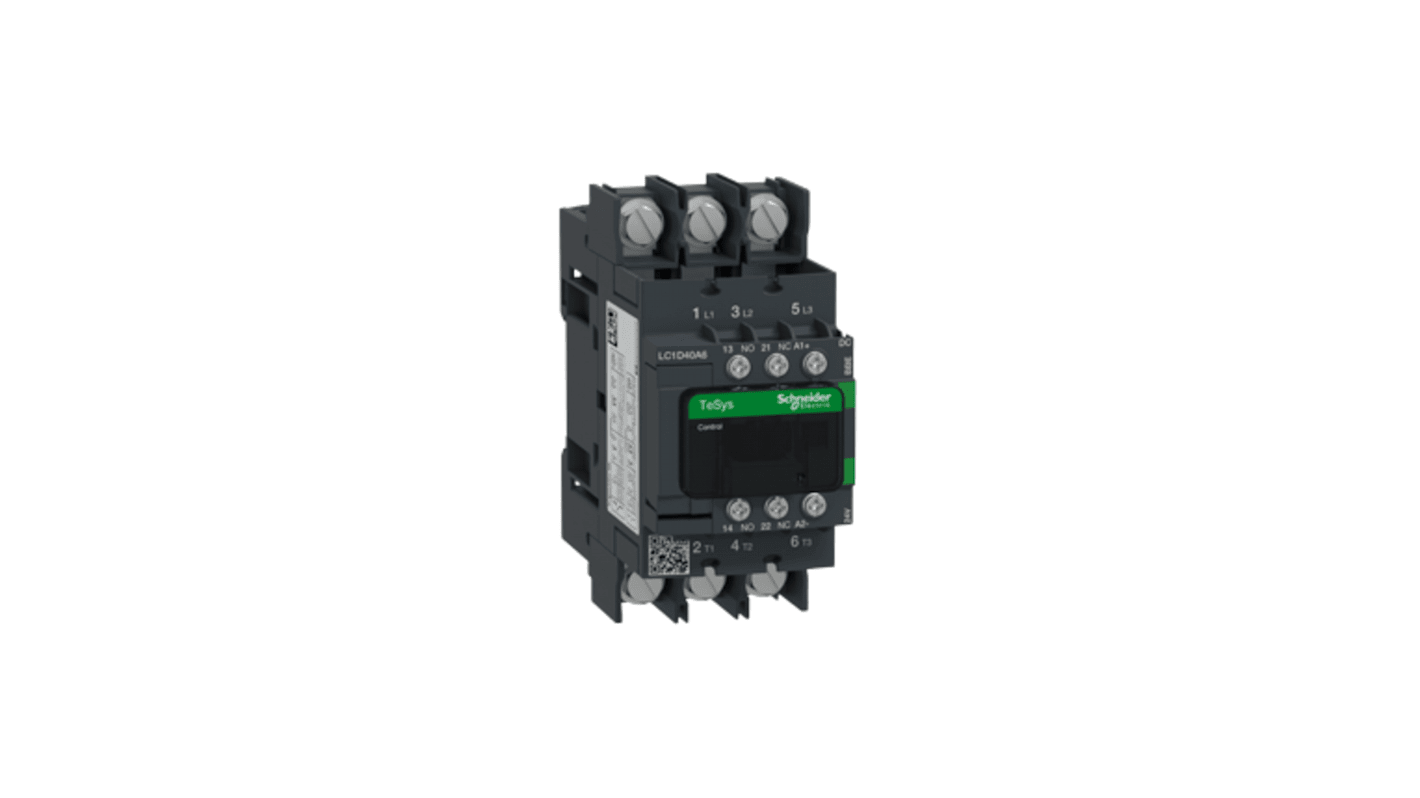 Schneider Electric TeSys D LC1D Contactor, 3-Pole, 40 A, 1 NO + 1 NC