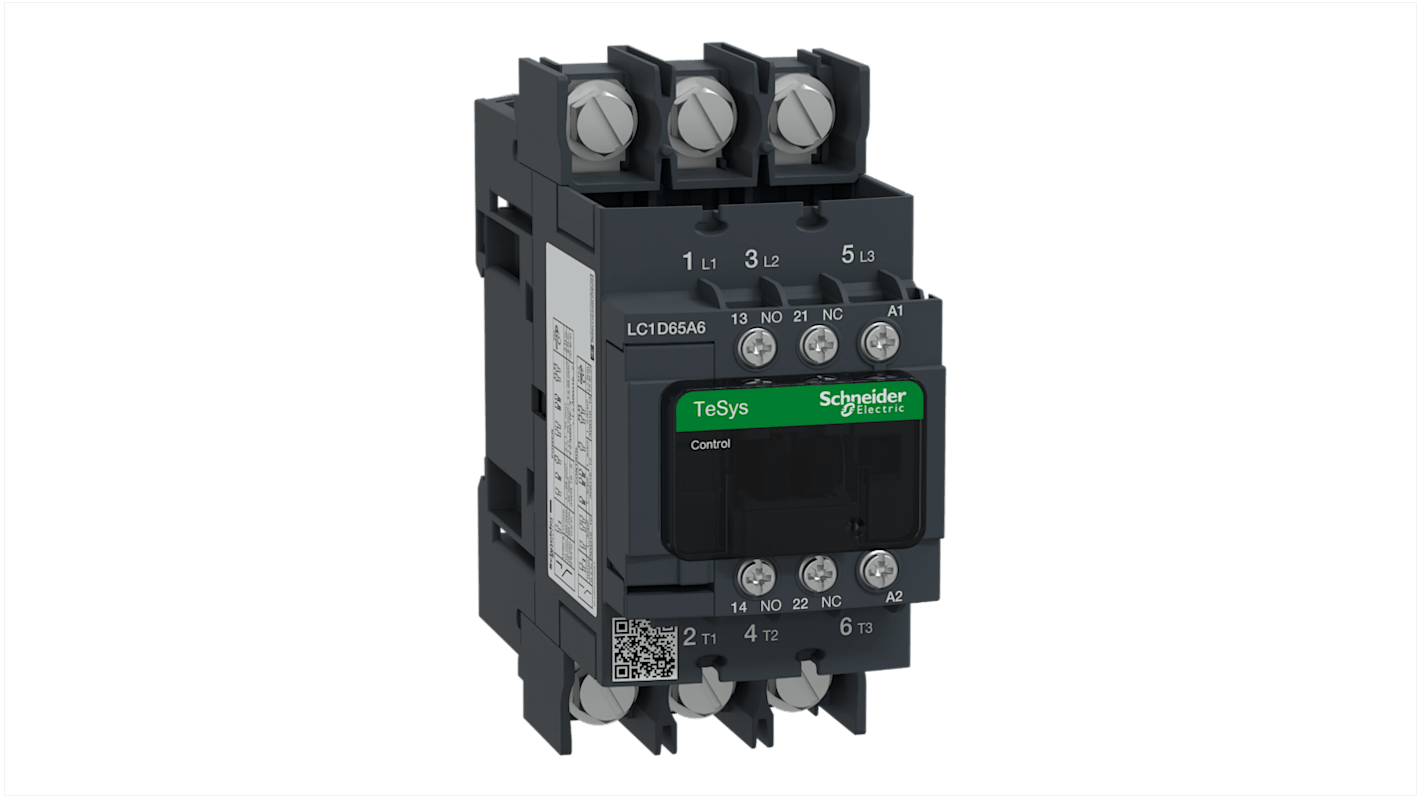 Schneider Electric TeSys D LC1D Contactor, 120 V Coil, 3-Pole, 65 A, 1 NO + 1 NC