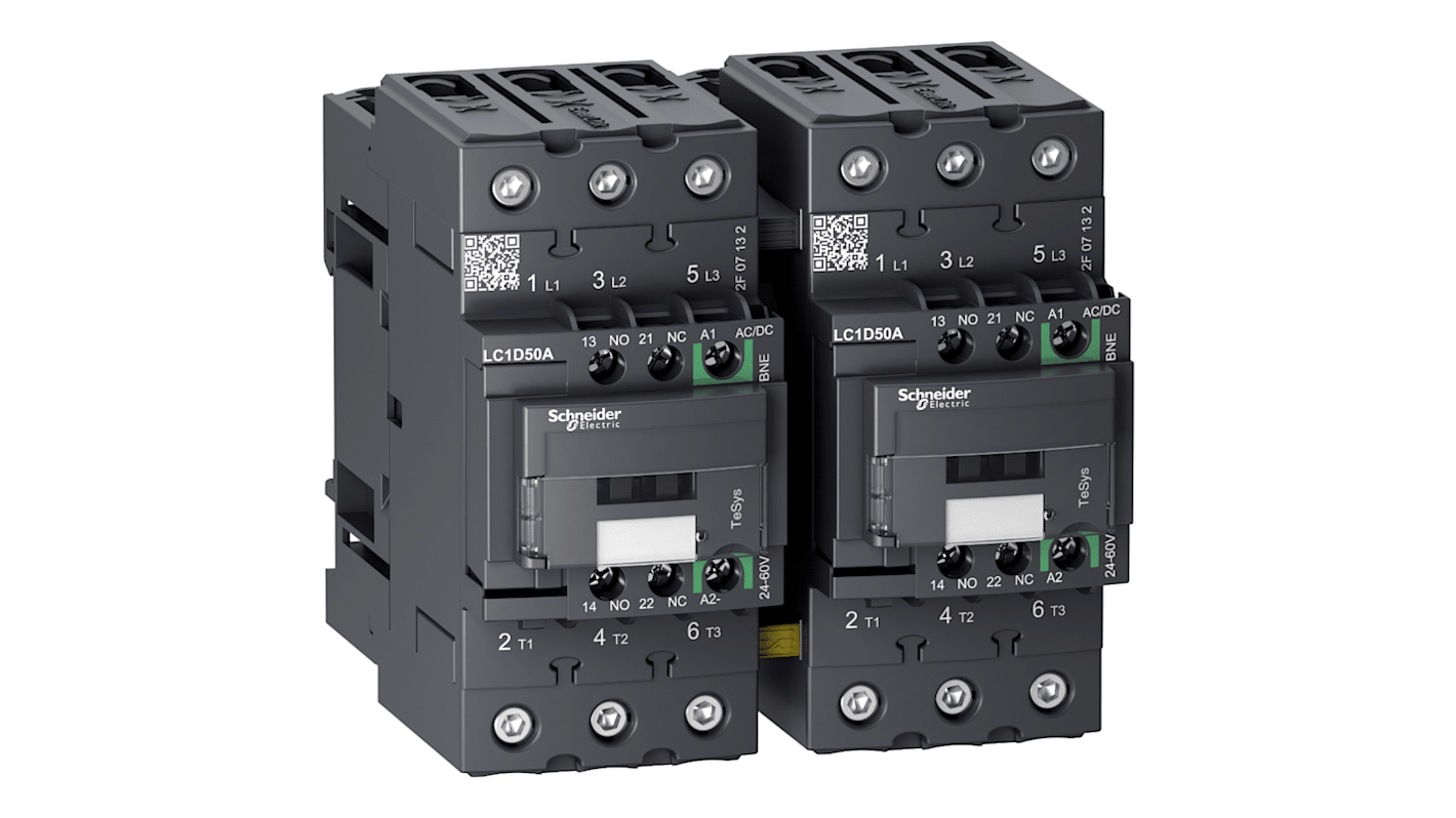 Teleinvertore Reversibile Schneider Electric, serie LC2D, 3 poli, 1 NA + 1 NC, 50 A, bobina 24 V