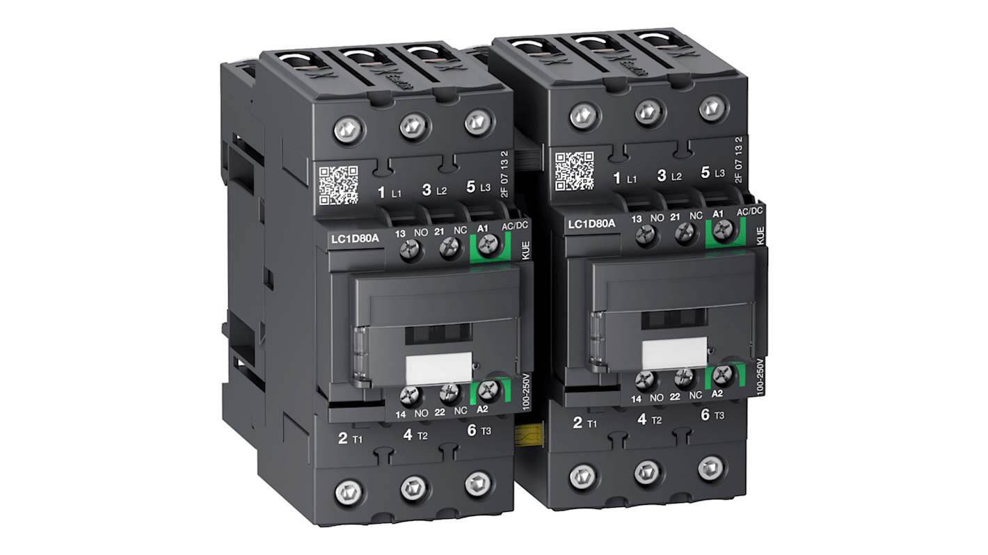 Schneider Electric TeSys D LC2D Contactor, 3-Pole, 80 A, 1 NO + 1 NC