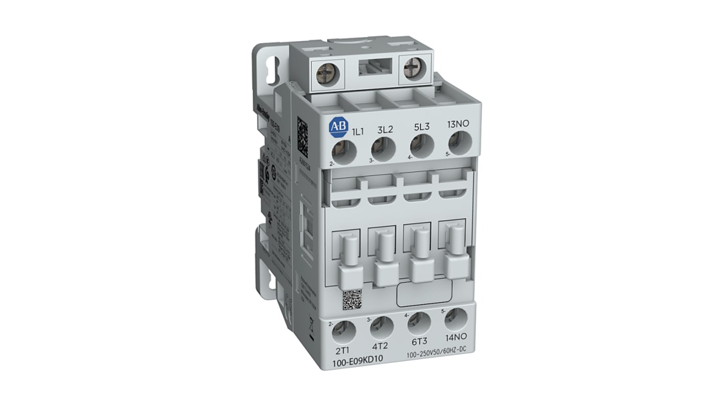 Rockwell Automation 100-E Contactors Series Contactor, 24 → 60 V ac Coil, 3-Pole, 9 A, 5.5 kW, 1NC