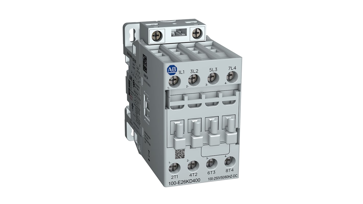 Rockwell Automation 100-E Contactors Series Contactor, 24 → 60 V ac Coil, 4-Pole, 45 A, 4NO