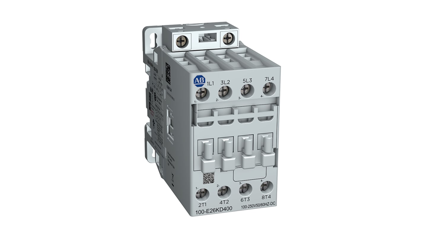 Rockwell Automation 100-E Contactors Series Contactor, 100 to 250 V ac Coil, 4-Pole, 45 A, 2NC/2NO