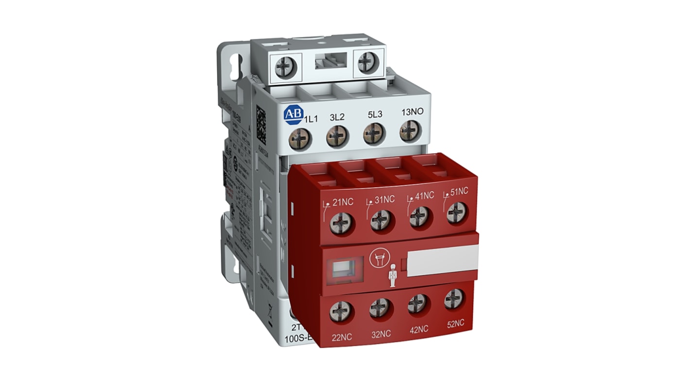 Rockwell Automation 100S-E09 100S-E Safety Contactors Contactor, 24 → 60 V ac Coil, 4-Pole, 9 A, 4NC