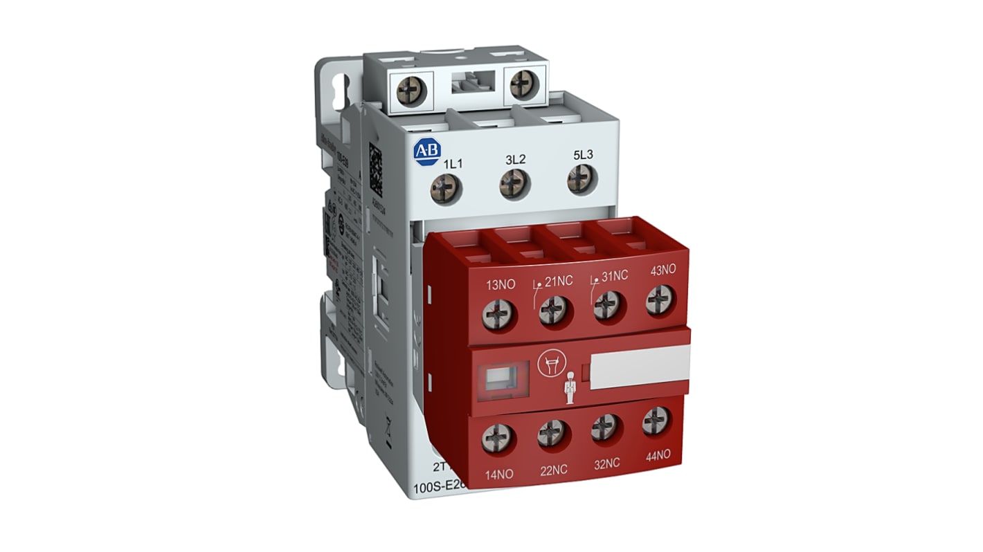 Rockwell Automation 100S-E30 100S-E Safety Contactors Contactor, 24 → 60 V ac Coil, 3-Pole, 32 A, 4NC