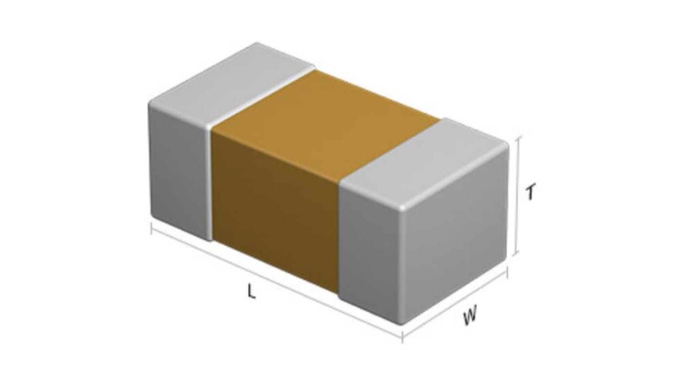 Condensateur céramique multicouche,  CMS, 1nF, 50V c.c., diélectrique : X7R