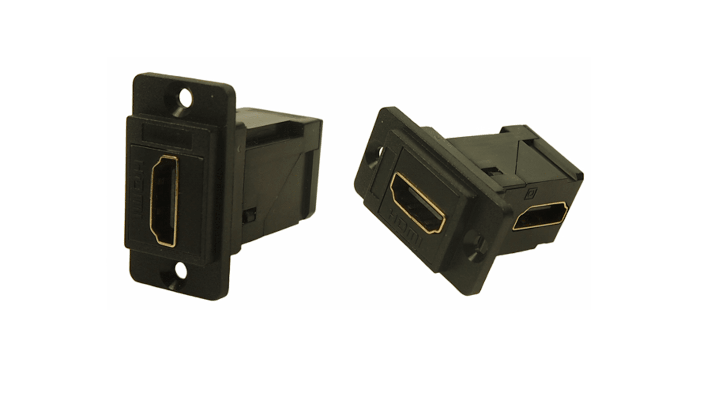 RS PRO 35 x 19 x 35.5 mm 19 Way Female Right Angle Feedthrough HDMI Connector