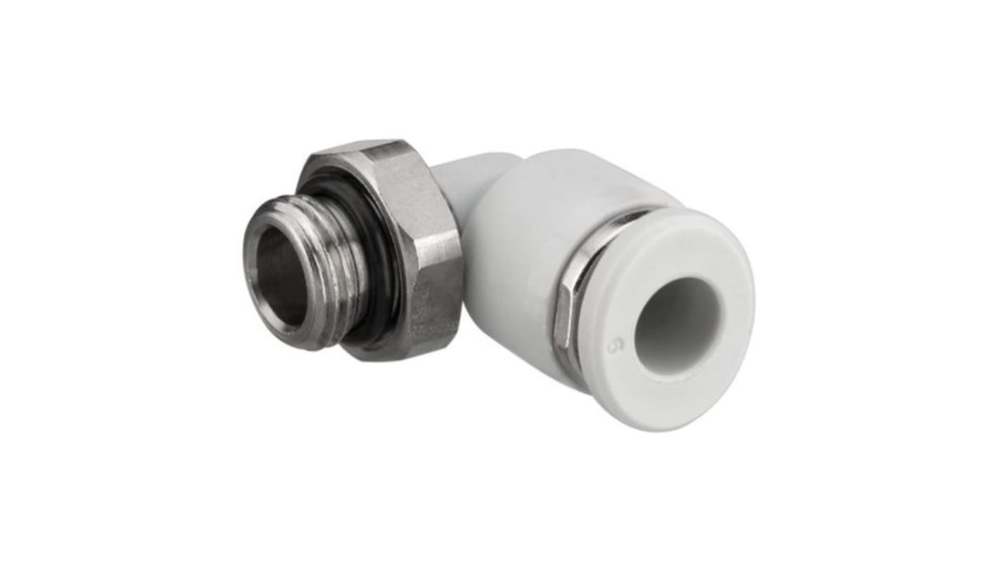 EMERSON – AVENTICS QR1-S-RVT Series Elbow Fitting, G 1/4 Male to Push In 6 mm, Threaded-to-Tube Connection Style