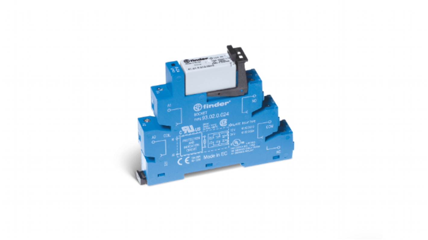 Modulo interfaccia relè Finder serie 38 Series, bobina 24V cc, Guida DIN, contatti SPDT