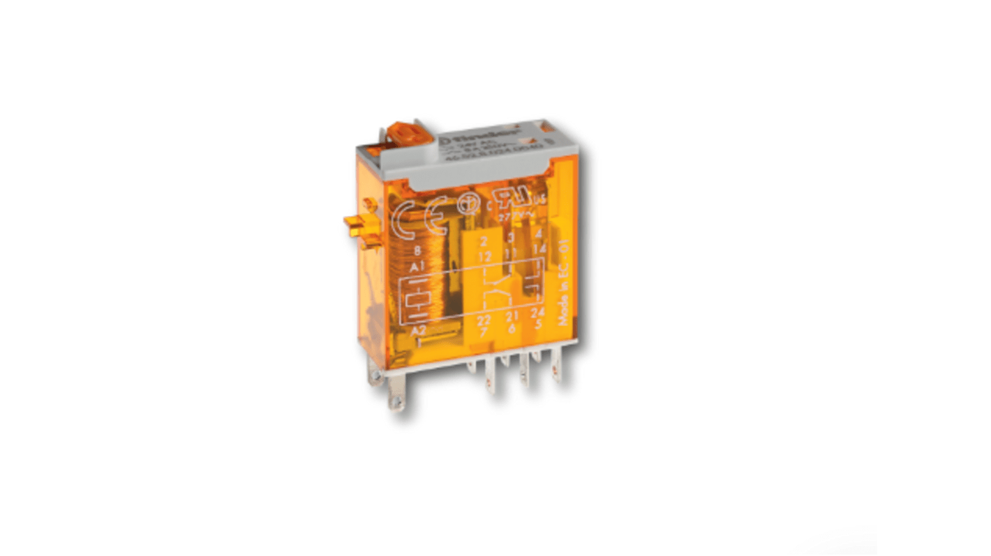 Finder Plug-In Mount Power Relay, 24V dc Coil, 8A Switching Current