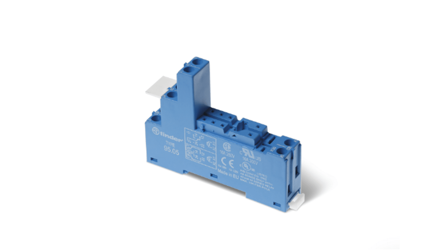 Finder 95 Series 250V Rail or Panel Mount Relay Socket, for use with 40.51, 40.52, 40.61, 40.62 Series Relay