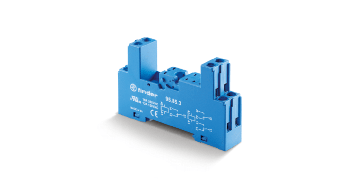 Finder 95 Series 250V Rail or Panel Mount Relay Socket, for use with 40.51, 40.52, 40.61, 40.62 Series Relay