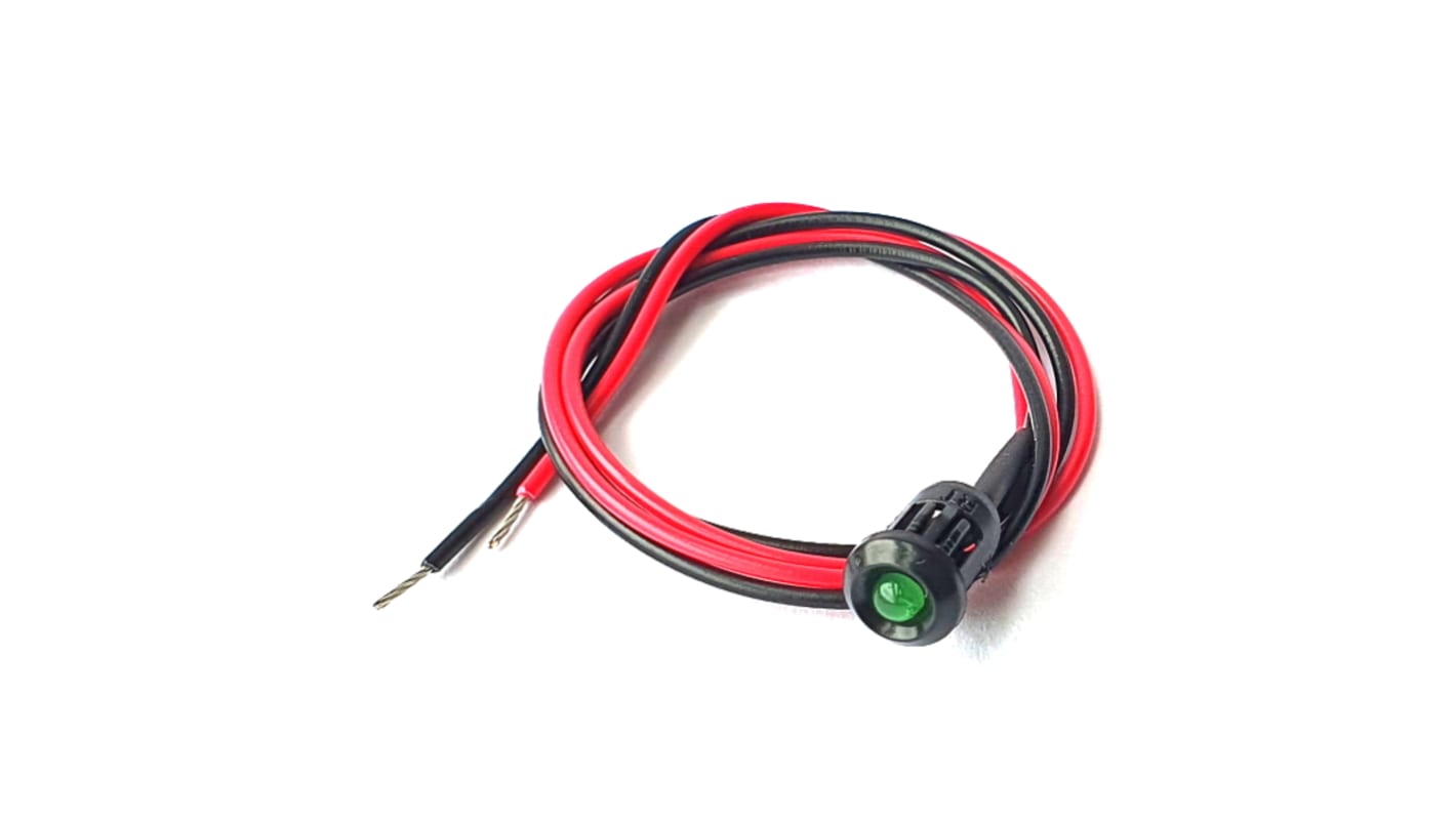 CML Innovative Technologies TA30XXXX Series Green Panel Mount Indicator, 2.3V dc, 6mm Mounting Hole Size, Lead Wires