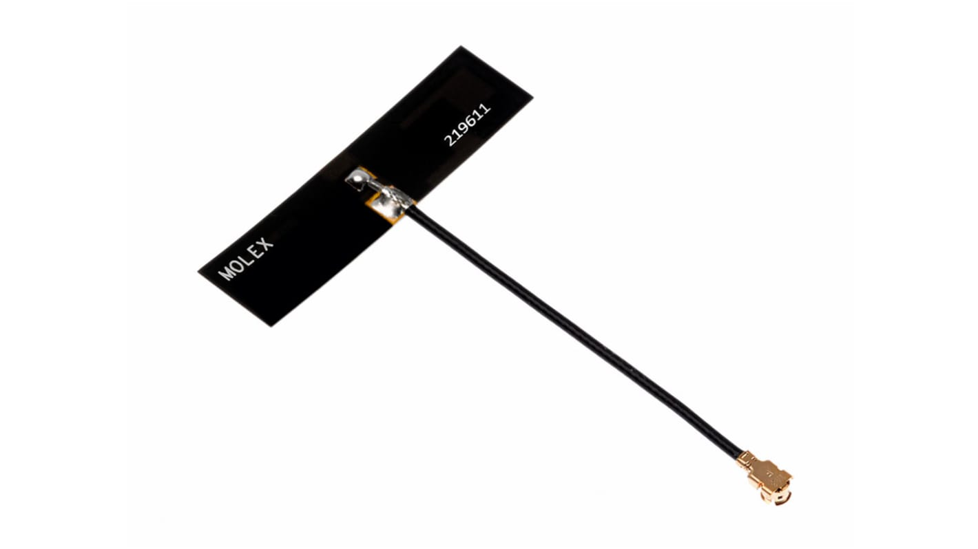 Molex 219611 WiFi-Antenne 2,4 → 7,125 GHz Intern / 2.6 (at 2.4 GHz) dBi, 3.6 (at 5 GHz) dBi, 4.1 (at 5 GHz) dBi