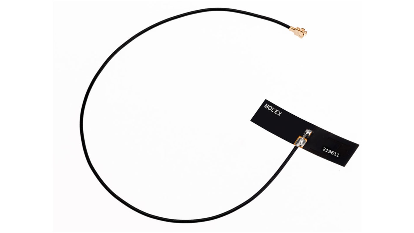 Molex 219611 WiFi-Antenne 2,4 → 7,125 GHz Intern / 2.1 (at 2.4 GHz) dBi, 2.8 ( at 5 GHz) dBi, 3.1 (at 5 GHz) dBi