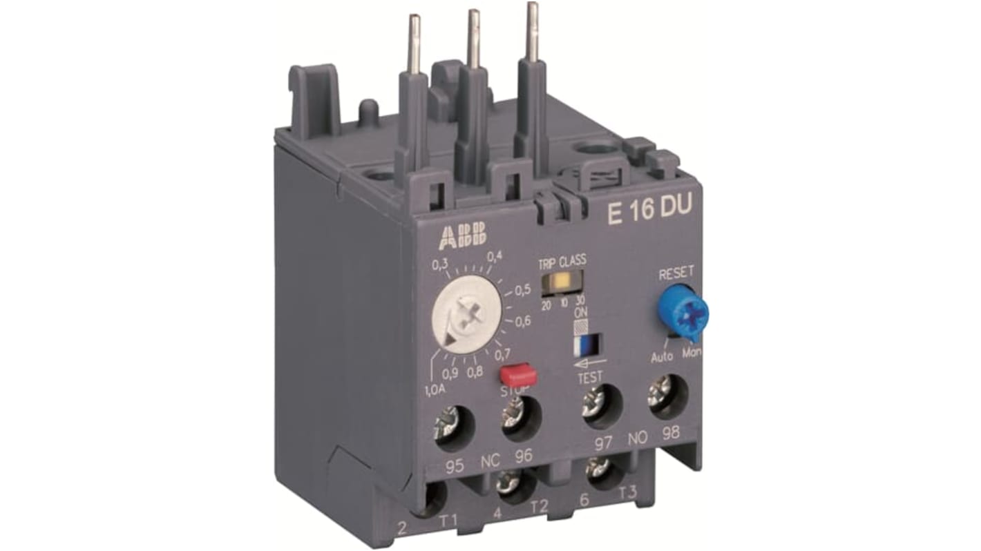 ABB E16 Elektronisches Überlastrelais, 3 1 NC (Öffner), 1 NO (Schließer)