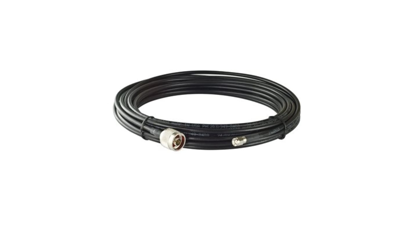 Koaxiální kabel LMR-195 LITE, Černá, A: Typ N, vnější průměr: 4.95mm, B: RP-SMA MOXA S koncovkou