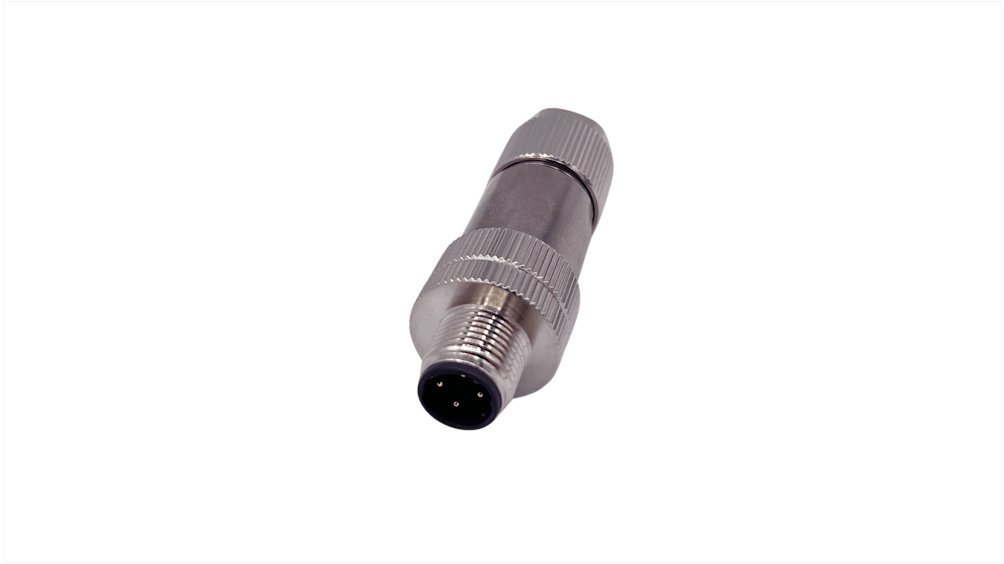 Norcomp Circular Connector, 4 Contacts, Free Hanging, M12 Connector, Plug, IP66, M12 Series