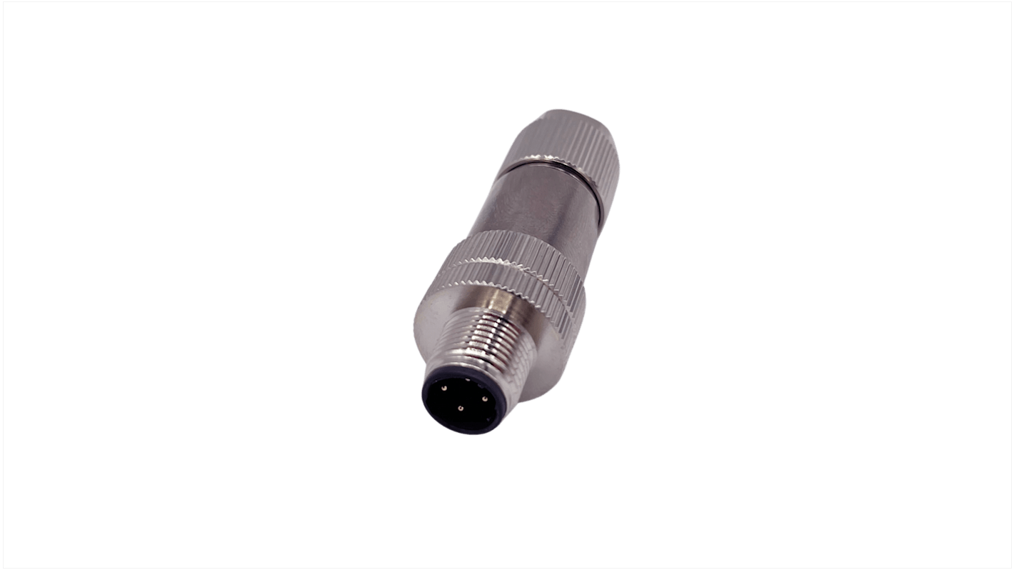 Norcomp Circular Connector, 4 Contacts, Free Hanging, M12 Connector, Plug, Male, IP66, M12 Series