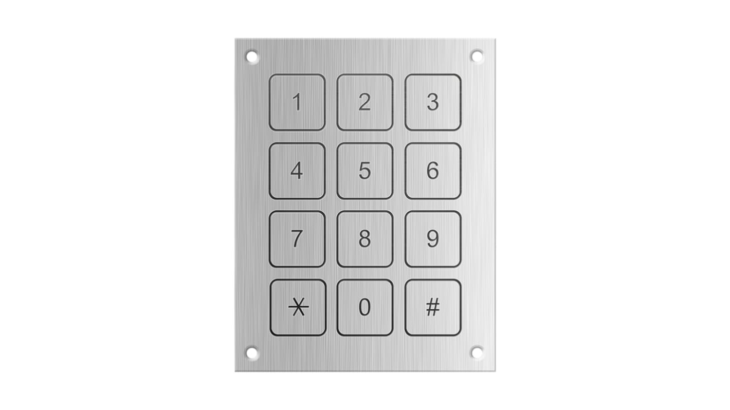 RS PRO IP68 12 Key Aluminium Piezo Keypad