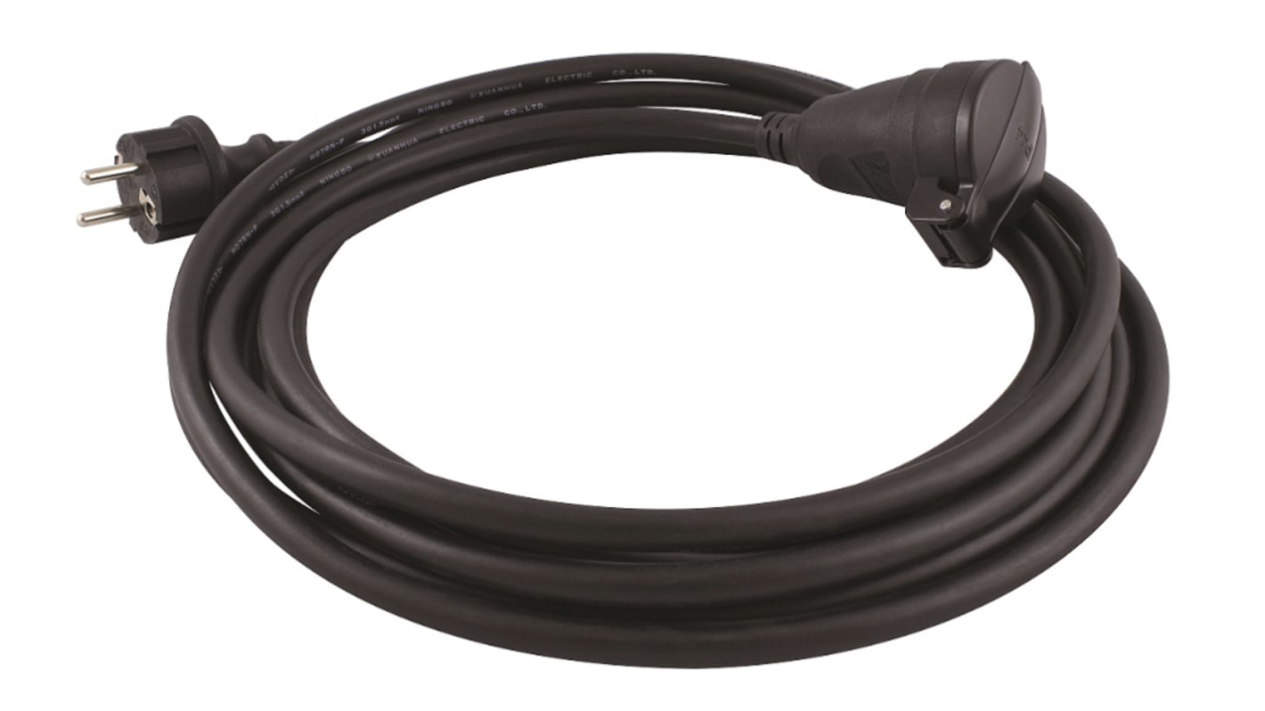 S2Ceb-Groupe Cae Straight CEE 7/7 Plug to Straight 2P+E Socket Extension Lead, 5m